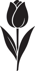 Tulip Flower Silhouette Vector &ndash; Minimal Black Botanical Icon on White Background