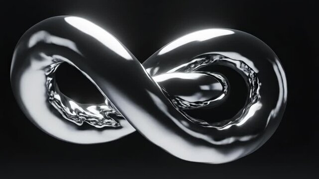 Shiny metallic torus shape on a black background