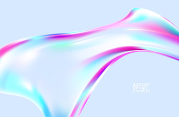 Abstract iridescent glass shape. Liquid transparent form with shine and reflection. light vector background.