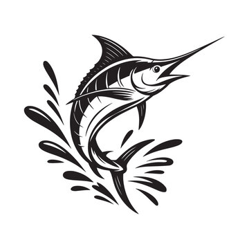 Marlin Fish Silhouette Jumping Ocean Sport Fishing Icon