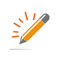 A stylized illustration of a pencil with emanating light lines, on a transparent background