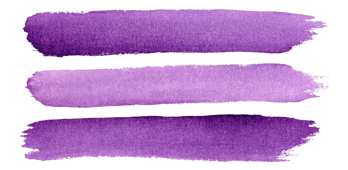 Three horizontal purple watercolor brush strokes against a black background, with varying shades