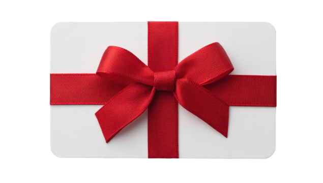 White rectangular card tied with a vibrant red ribbon, a perfect present for any occasion - Powered by Adobe