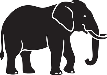 Obraz premium Elephant silhouette side view, solid black figure