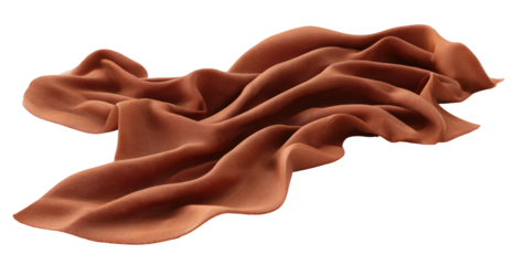 A flowing, fabric element, isolated, with rich, warm brown tones, creating an elegant, draped effect