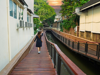 The Romantic Bridge on Mae Kha Canal, a new landmark, is a major tourist attraction,a public place, and a tourist destination in the city. Located on Tha Pae Road, Chiang Mai, Thailand 