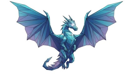 Blue dragon with outstretched wings in a dynamic fantasy illustration.
