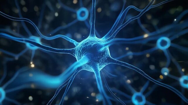 Neuron Network Synapse Blue Glow Neural Cell Connection Abstract Pattern Energy Dynamic Flow Brain Science Biology