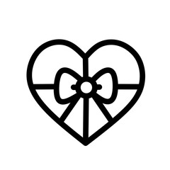 Naklejka premium Heart With Bow Outline Icon – Valentine Gift Love SVG