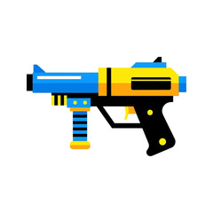 Naklejka premium Futuristic Sci-Fi Blaster Gun Toy, Cartoon Vector Illustration
