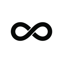 A simple black and white depiction of the mathematical infinity symbol
