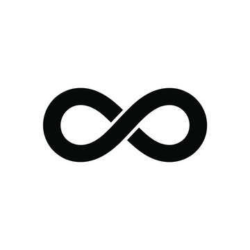 A simple black and white depiction of the mathematical infinity symbol