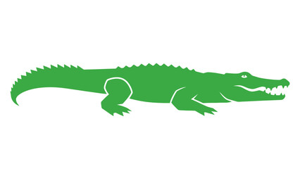 Fototapeta premium Green Alligator Silhouette Isolated on White Background
