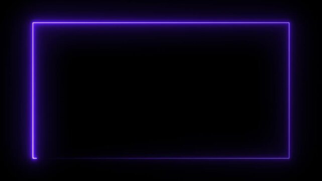Animation of glowing neon rectangles abstract background. abstract glowing blue neon rectangle border frame. 4k animated on black background
