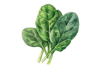 Watercolor Spinach Leaf Slice Vector Isolated on Transparent Background Culinary Illustration