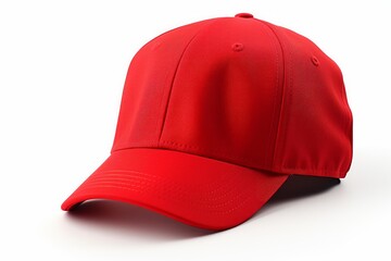 Red baseball cap displaying a blank design for custom branding