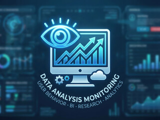 Analytics behaviorcustomer icon data user concept digital dashboard with glowing chart and eye symbol explore customer behavior and user analytics concept modern Concept of user behavior tracking