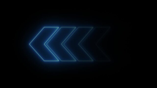 glowing neon left side Arrow Loop Animation direction concept arrow icon concept.animated traffic directional arrows sign.left arrow for road direction. Flashing direction indicators