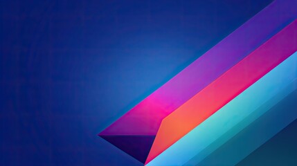Abstract composition with colorful geometric shapes and vibrant gradient hues on a deep blue background for modern design and creative projects