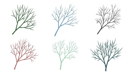 Fototapeta premium Set of Abstract Tree Branches in Various Pastel Colors