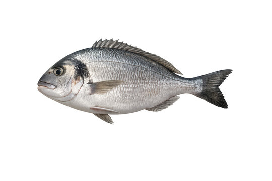 Isolated gilthead seabream fish on transparent background studio shot