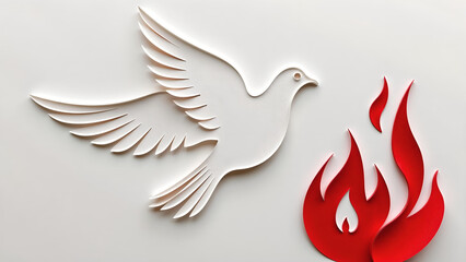 Dove and Flame Religious Symbol Illustration