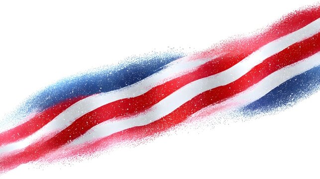 Abstract watercolor brush strokes in distressed red, white, and blue streaks create an ic, textured representation.