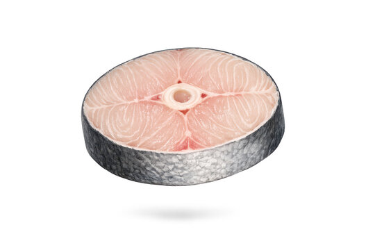 Cross section of raw swordfish steak on a transparent background image
