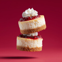 Levitation of Mini Raspberry Cheesecakes with Cream