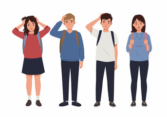 Stressed and Confused Students Facing Academic Pressure and Anxiety