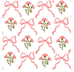 Set of seamless floral patterns with vintage flower ornaments and pink damask textile textures in a vector illustration design for spring wallpaper fabric and nature element decoration © Bappa