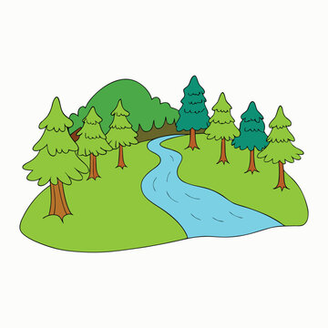 A clear brook winds through a quiet forest, sparkling over smooth stones, whispering to moss and roots as sunlight flickers through leaves, cooling the air with gentle motion.
