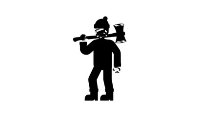 Naklejka premium Flat vector lumberjack icon with axe in plaid shirt for graphic design and digital illustrations