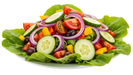 A vibrant mixed salad with vegetables isolated on transparent background