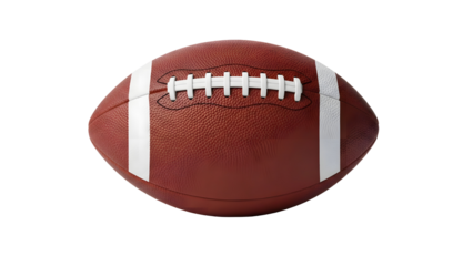 American football isolated on transparent background with white laces and stripes