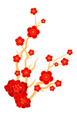 Vector illustration of Cherry blossom tree branch on transparent background
