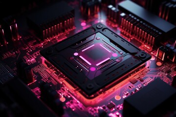Cpu processing data on a motherboard, representing artificial intelligence and advanced technology