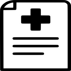 Fototapeta premium Medical Document Icon: A simple yet impactful image depicting a medical document, its form bearing a clear health symbol to illustrate the subject matter and signify medical details.