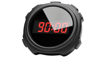 A close-up of a digital timer displays the number 90:00  transparent background