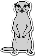  Minimalist vector sticker of a meerkat standing alert, upright posture, simplified silhouette, clean outline, flat design, white background, surveillance concept icon
