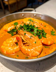 Traditional Tom Yum Goong with Shrimp and Cilantro
