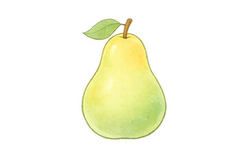 Watercolor Pear Illustration with a transparent background for design.