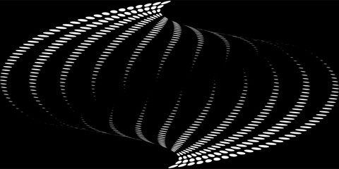 Math flow template for presentation. Light-emitting lines highlighting the regularity in the space of particles. Ordered sinusoidal science. Processing a large data stream