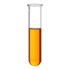 A laboratory test tube filled with a vibrant orange liquid on a black background