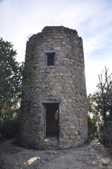 Fototapeta premium the old pirates observation tower of punta Baffe, Genoa province, Liguria, Italy