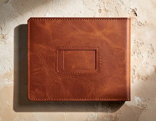 Blank Brown Leather Notebook Cover Mockup with Debossed Area