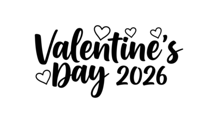 Valentines Day 2026 hearts isolated on a transparent background