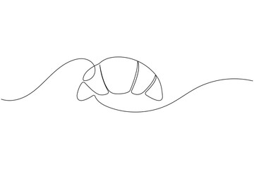 Obraz premium Minimalist continuous line art of a fresh croissant pastry for bakery branding