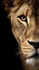 Fototapeta premium The Majestic Close-Up Portrait of a Golden Lioness Face