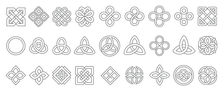 Celtic ornamental corner set featuring irish knot border frames and medieval decorative elements, detailed vector illustrations, showcasing intricate knotwork, medieval style borders